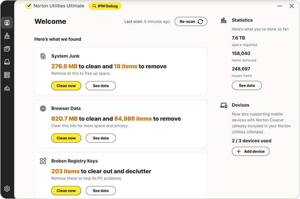 Screenshot of Norton Utilities Ultimate in action.