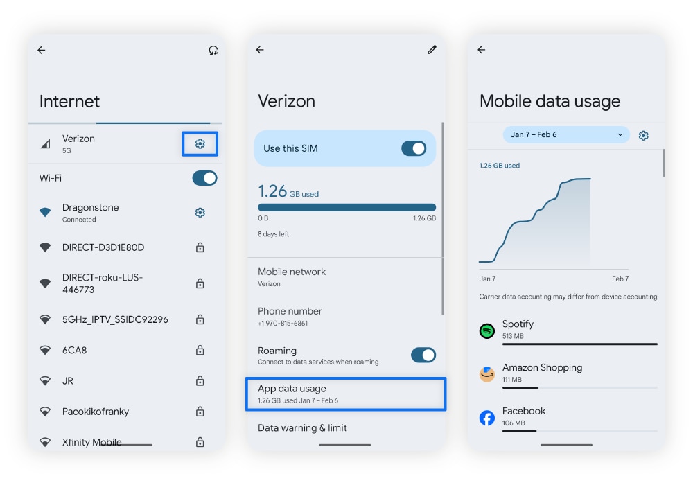 How to check app data usage on Android phones.