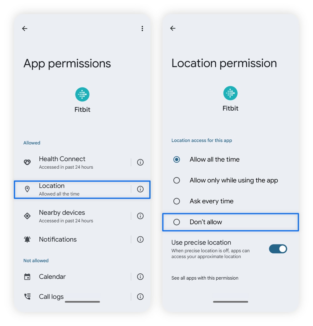 How to disable app location access on Android phones.