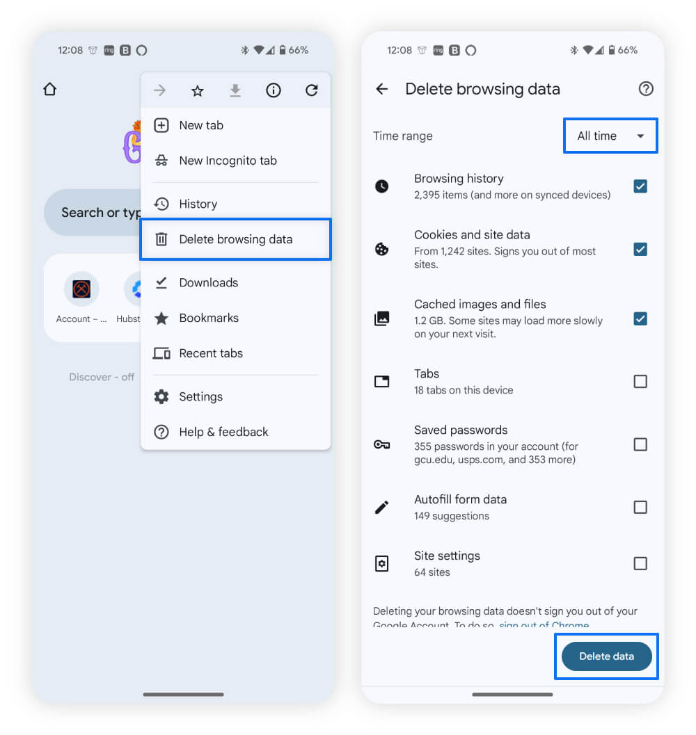 How to clear your browser cache to remove viruses on Android phones.