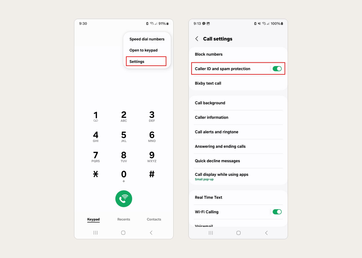 Screenshots showing how to disable call forwarding on Android.