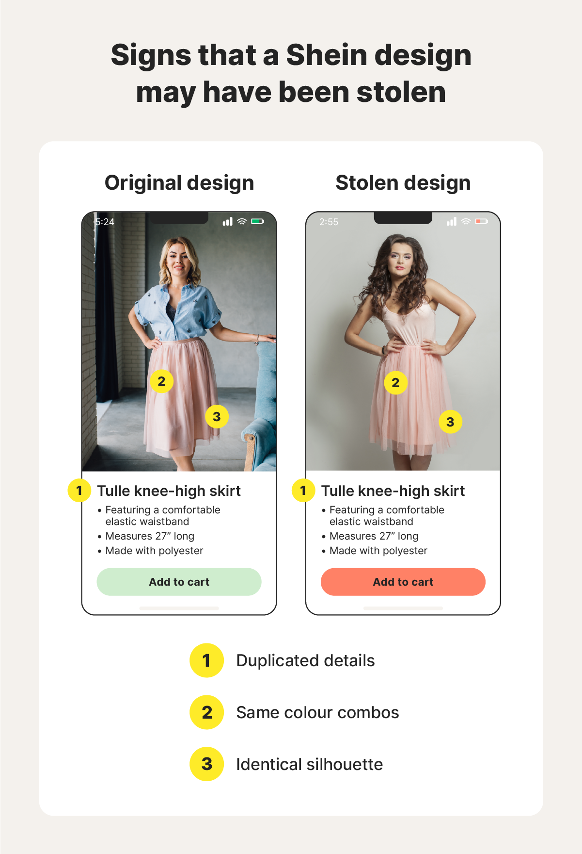 Signs that a Shein design may have been stolen.