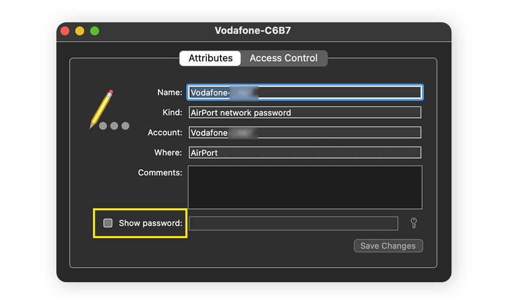 A screenshot of a router password in Keychain.