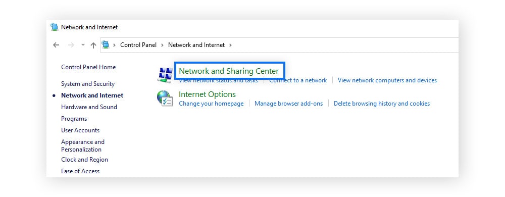 A screenshot of a Network and Sharing Center in Windows.