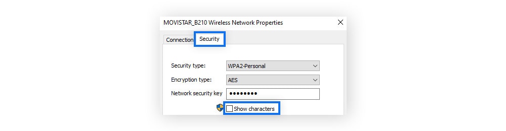 A screenshot of Wi-Fi password in Windows.