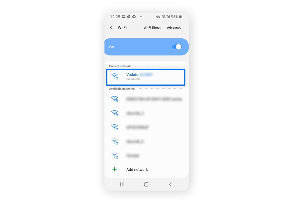 A screenshot of Android Wi-Fi networks.