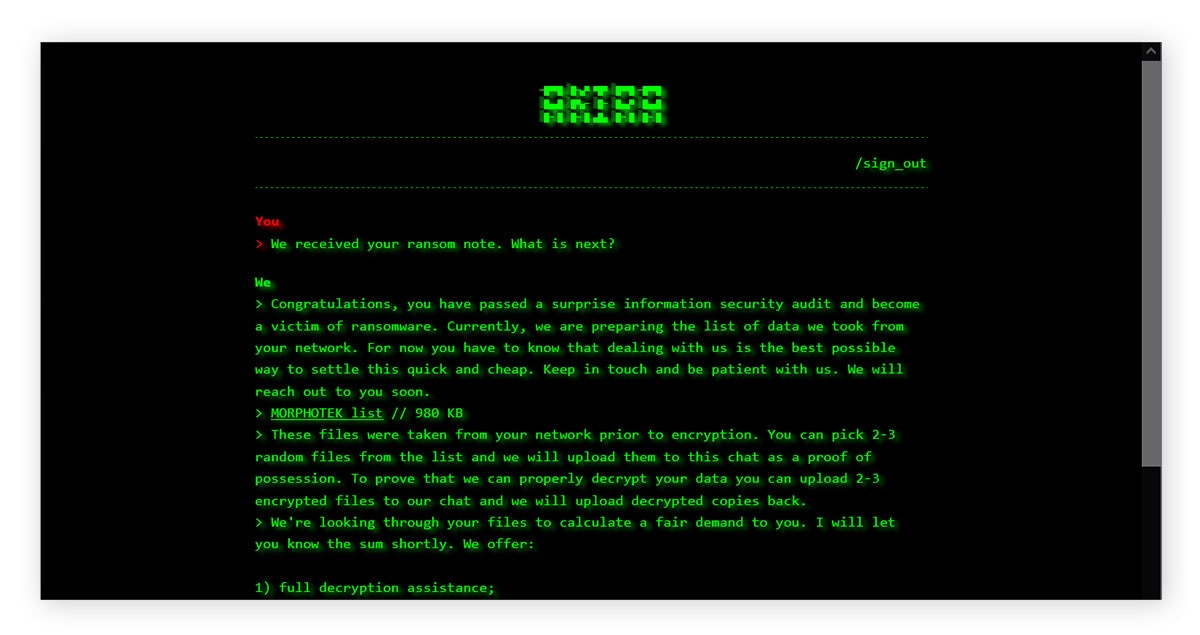 Tor site with information about stolen data.