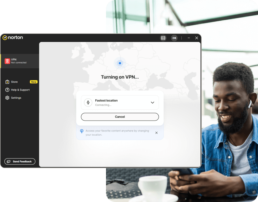 Norton VPN turning on.
