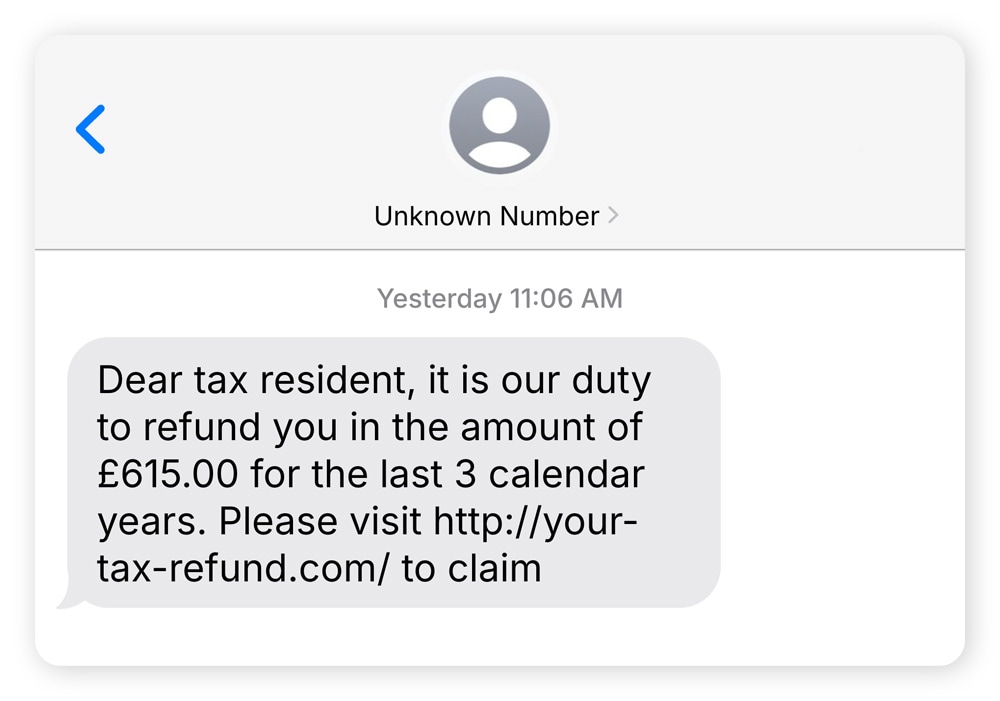 An example of a pretexting attack dangling a supposed tax refund.