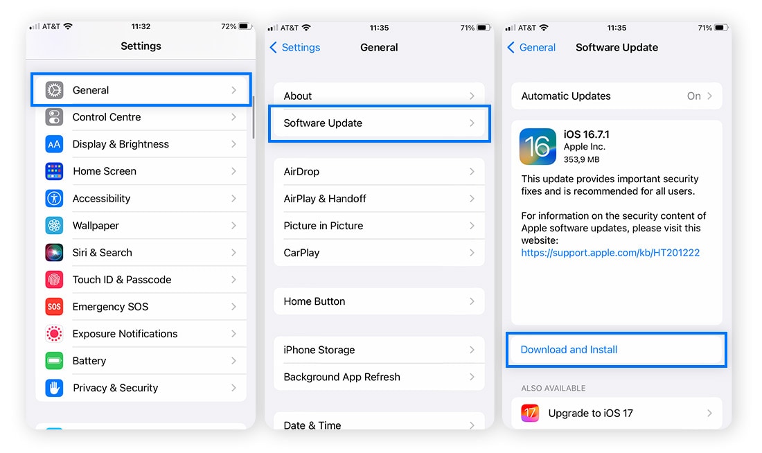 Screenshot from iOS Settings > General > Software Update.